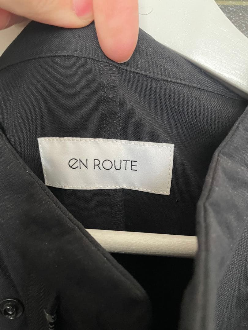 en Routeブラック ノーカラーモッズコート ロング丈