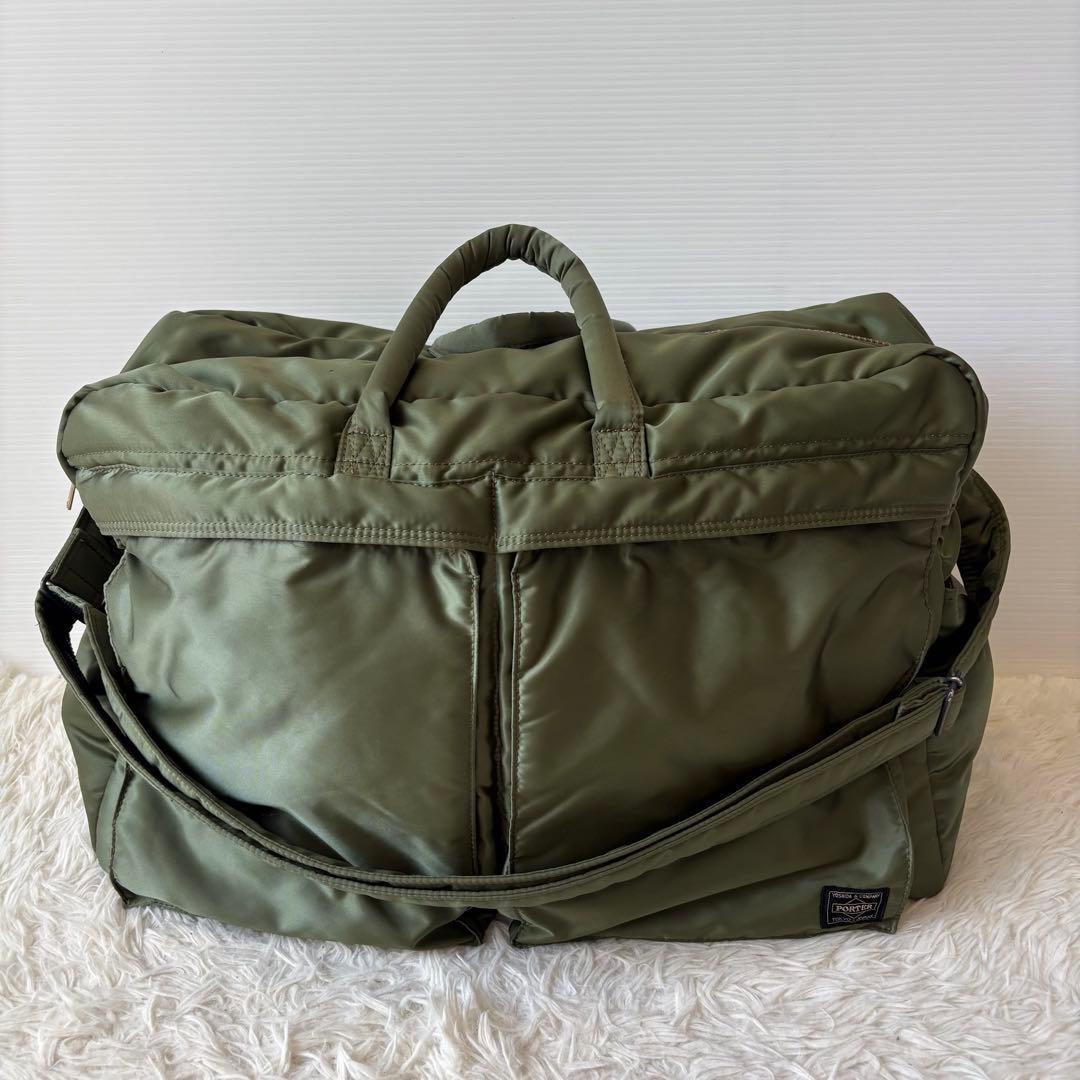 極美品 PORTER タンカー 定価10万円 特大ダッフルバッグ セージグリーン