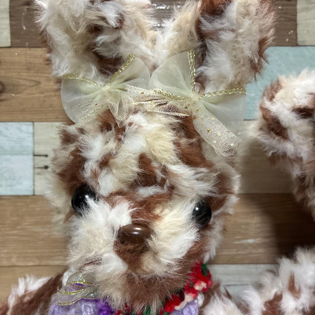 カスタマイズ可能❣️ファーヤーンのウサギさんあみぐるみ（マーブル）＆クマさん