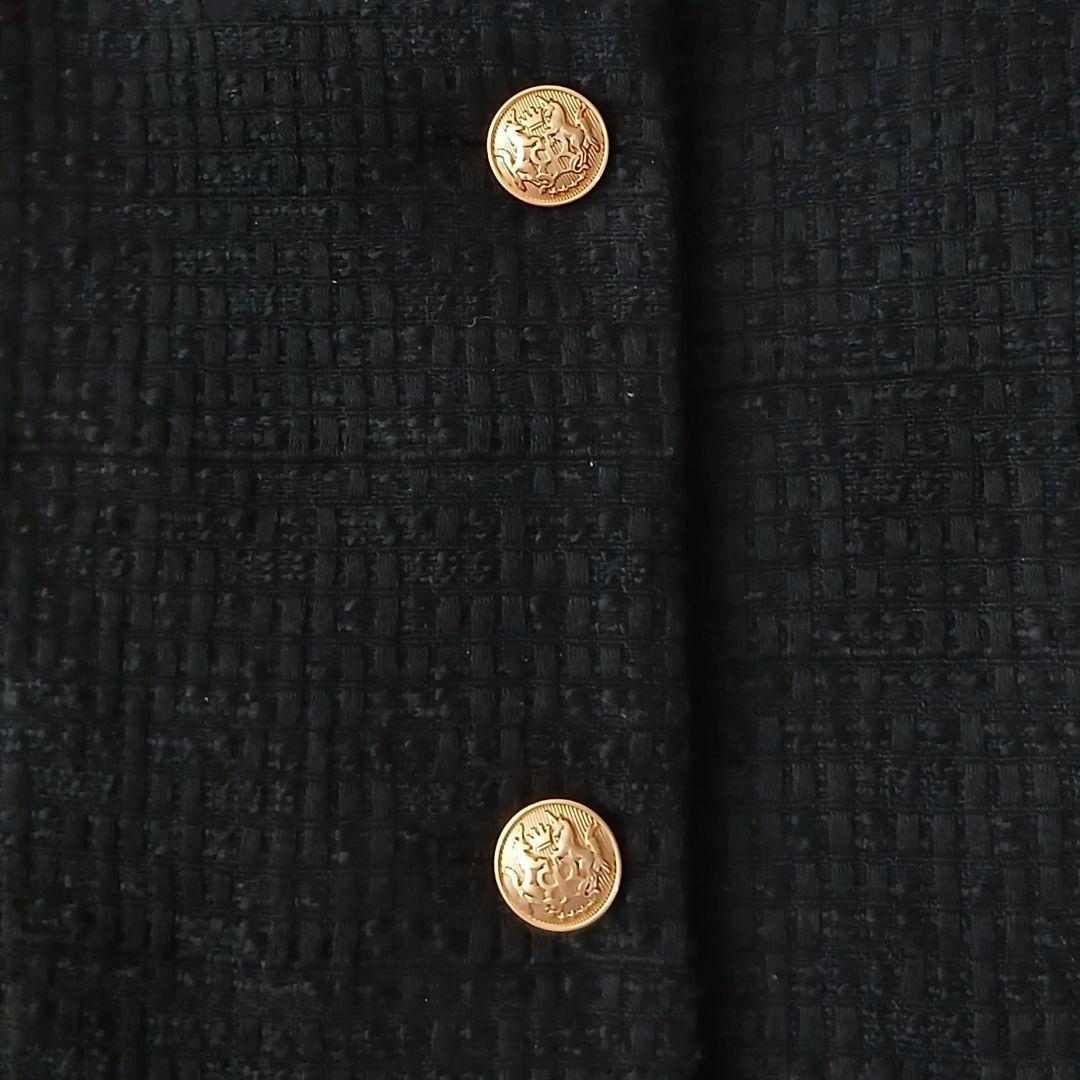 極美品 ガリャルダガランテ 洗える ツイード ショートベスト 金ボタン ブラック