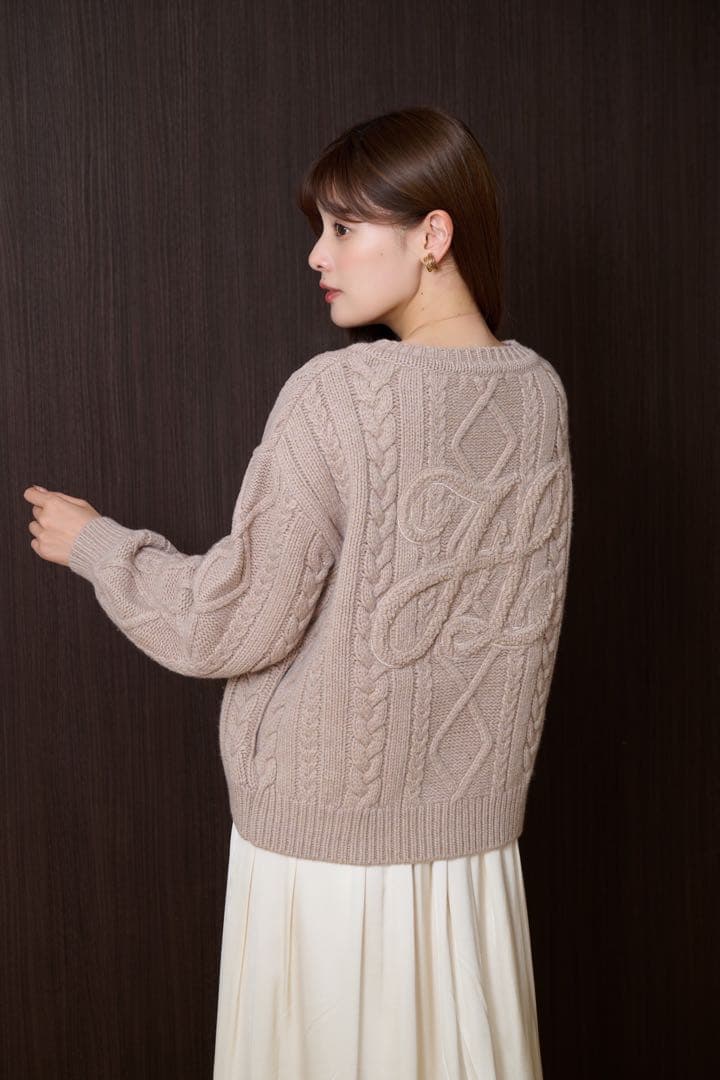 【新品】ハーリップトゥ H Boa Cable Knit Cardigan