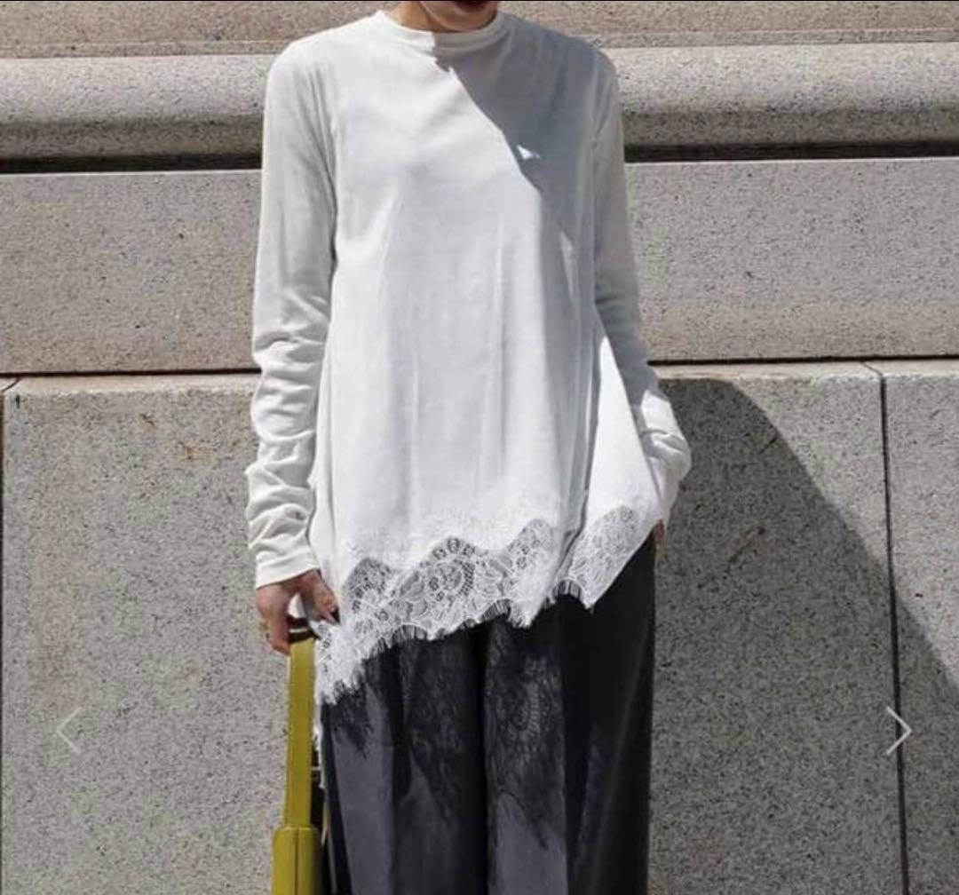 新品タグ付 MACHATT ヘムレースロンT ホワイト F