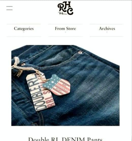 C*H様 ロンハーマン別注ダブルアールエル スリムフィット デニム ジーンズ