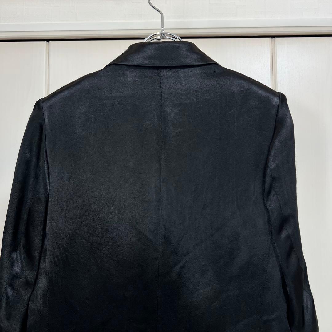 Y's レーヨンサテン ピークドラペル テーラードジャケット ブラック