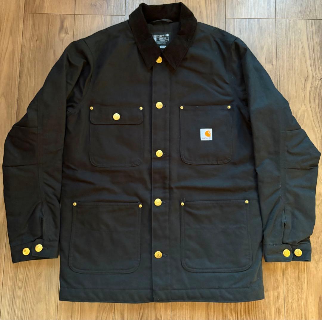極美品 カーハート ダック チョアコート デニム カバーオール ジャケット 黒