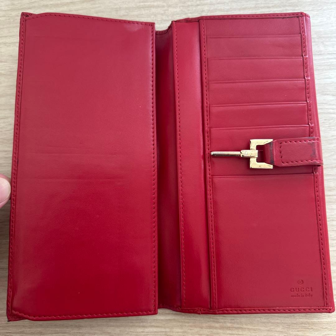 なんじゃ　GUCCI GGキャンバス 長財布 ベージュ/レッド