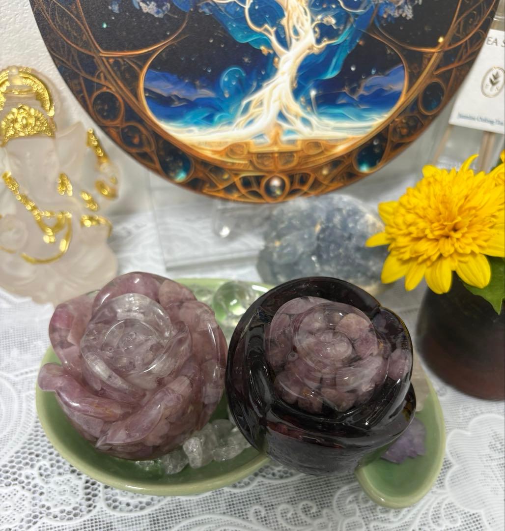 オルゴナイト バラ ディープローズクォーツ＆ ガーネット