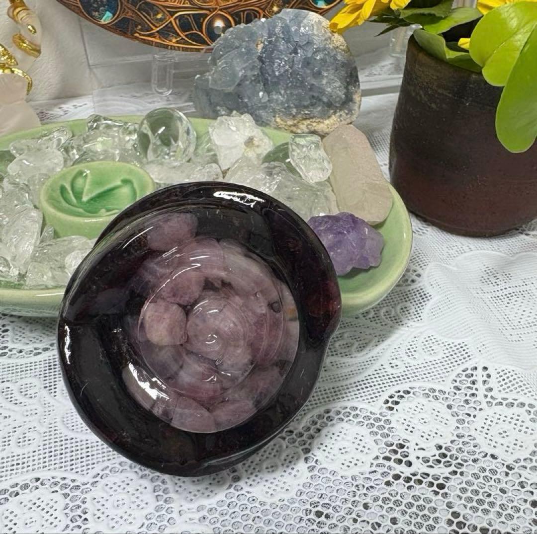 オルゴナイト バラ ディープローズクォーツ＆ ガーネット