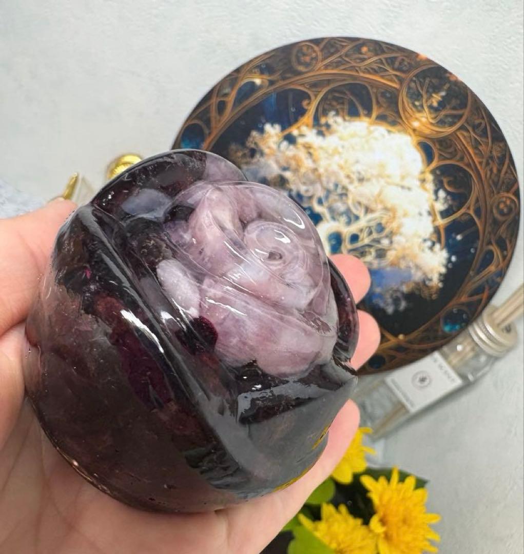 オルゴナイト バラ ディープローズクォーツ＆ ガーネット