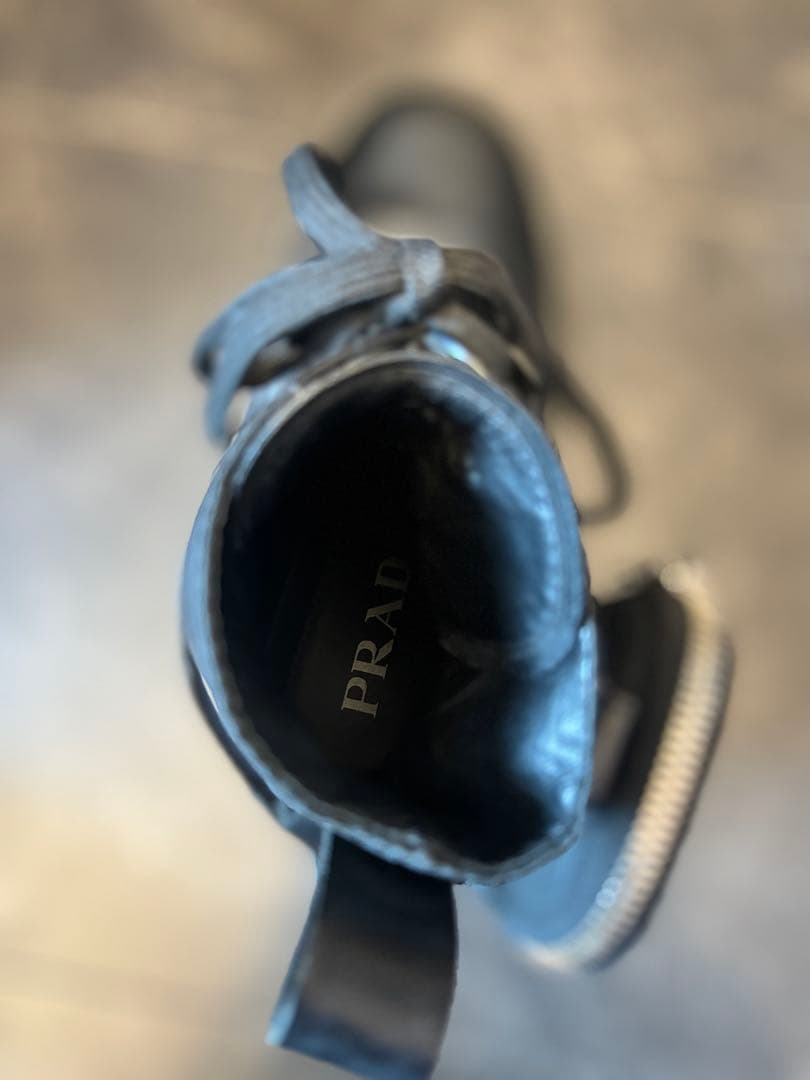 PRADA モノリス ブーツ 22.5 黒 ナイロン×レザー ポーチ付　プラダ