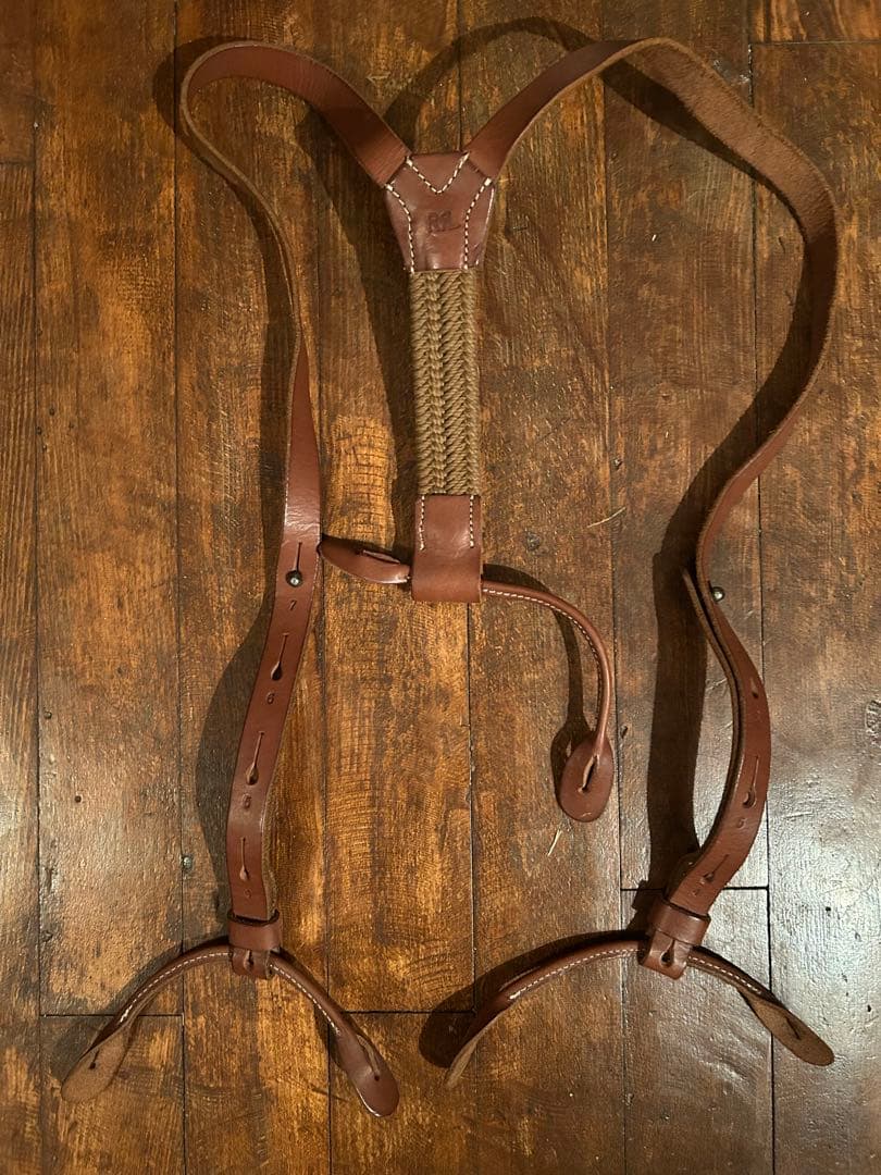 [未使用] DOUBLE RLレザーサスペンダー RRL イタリア製