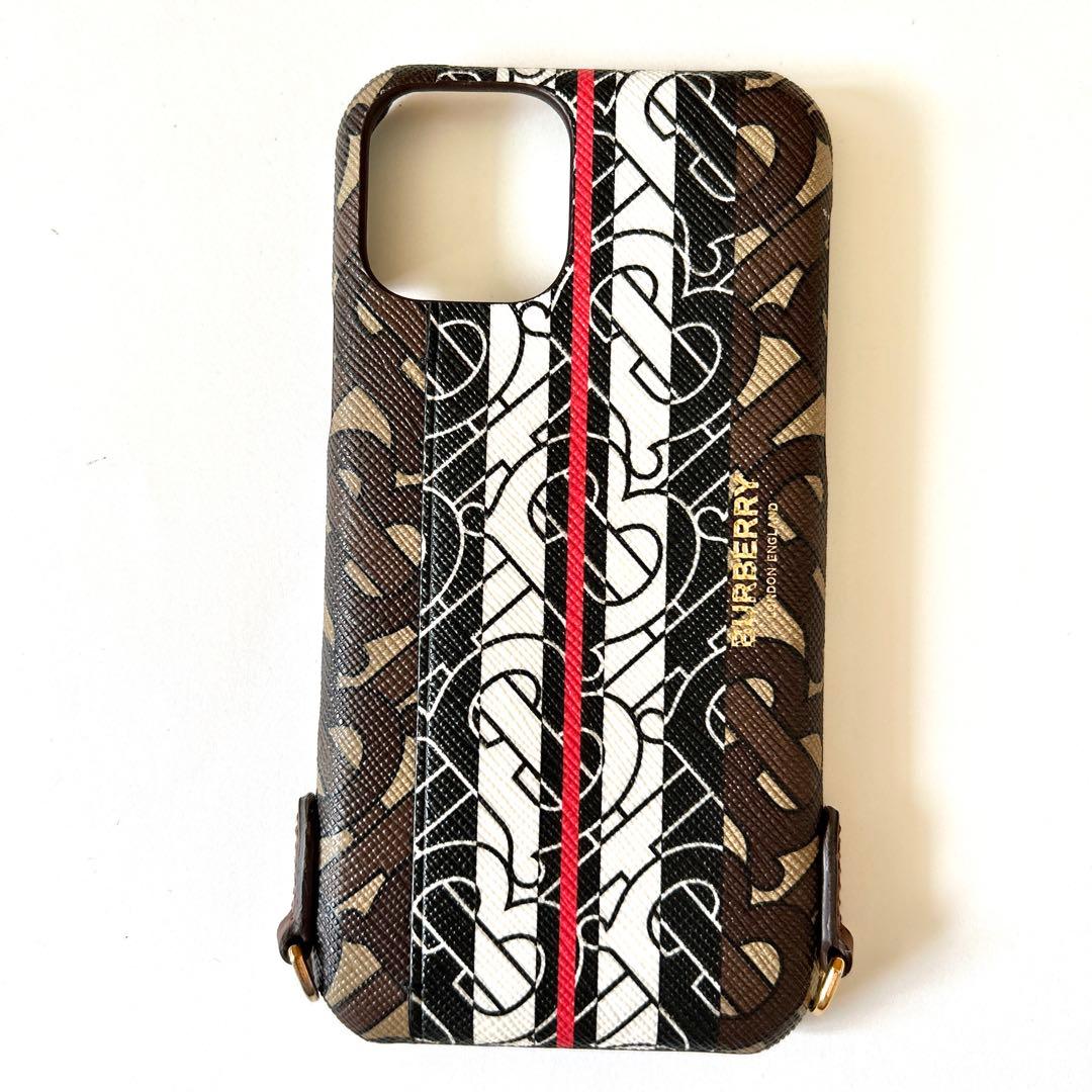 バーバリー スマホケース スマホショルダー iPhone11Pro TBロゴ 茶