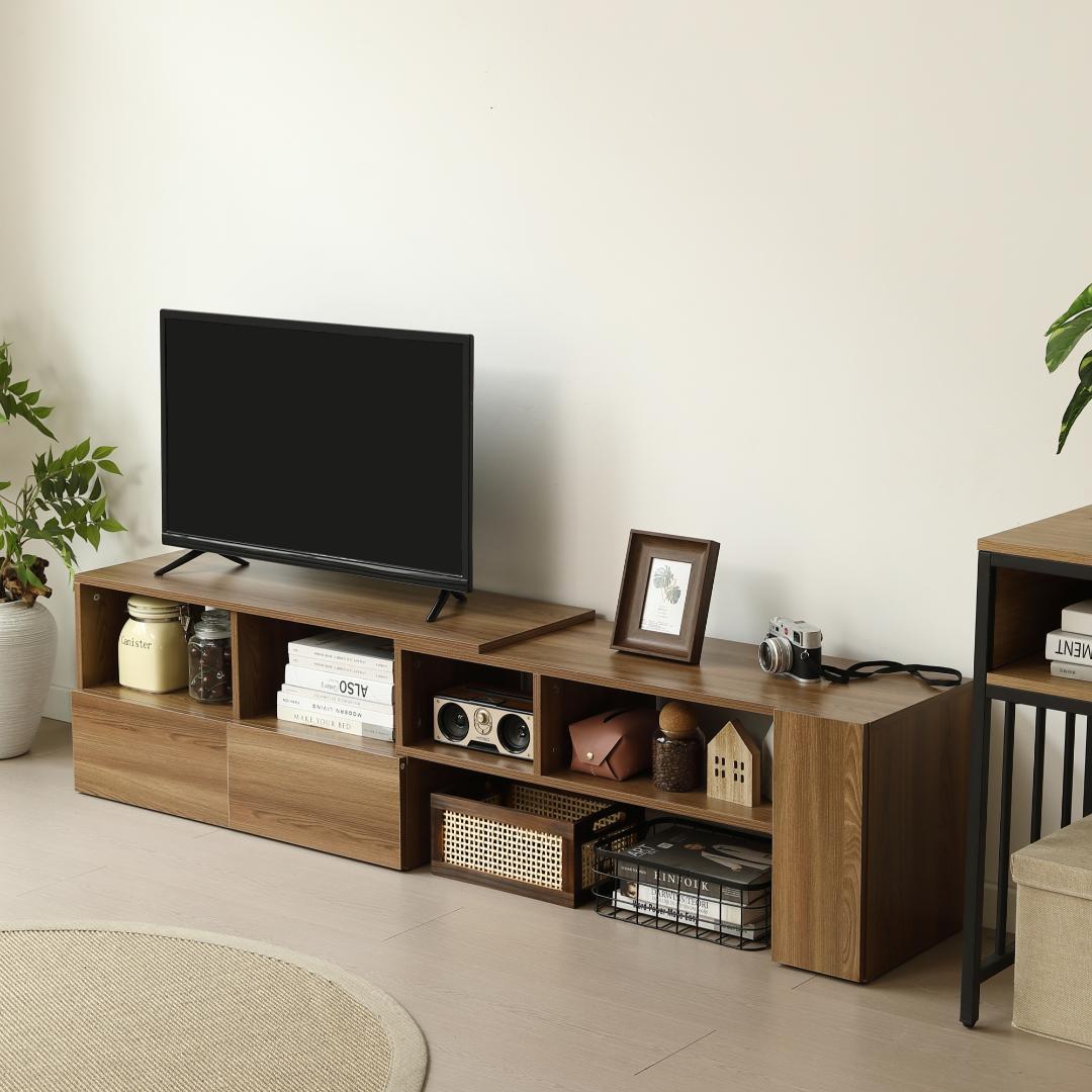 超人気！テレビ台 ローボード 収納 伸縮自由 幅95～169cm BROWN