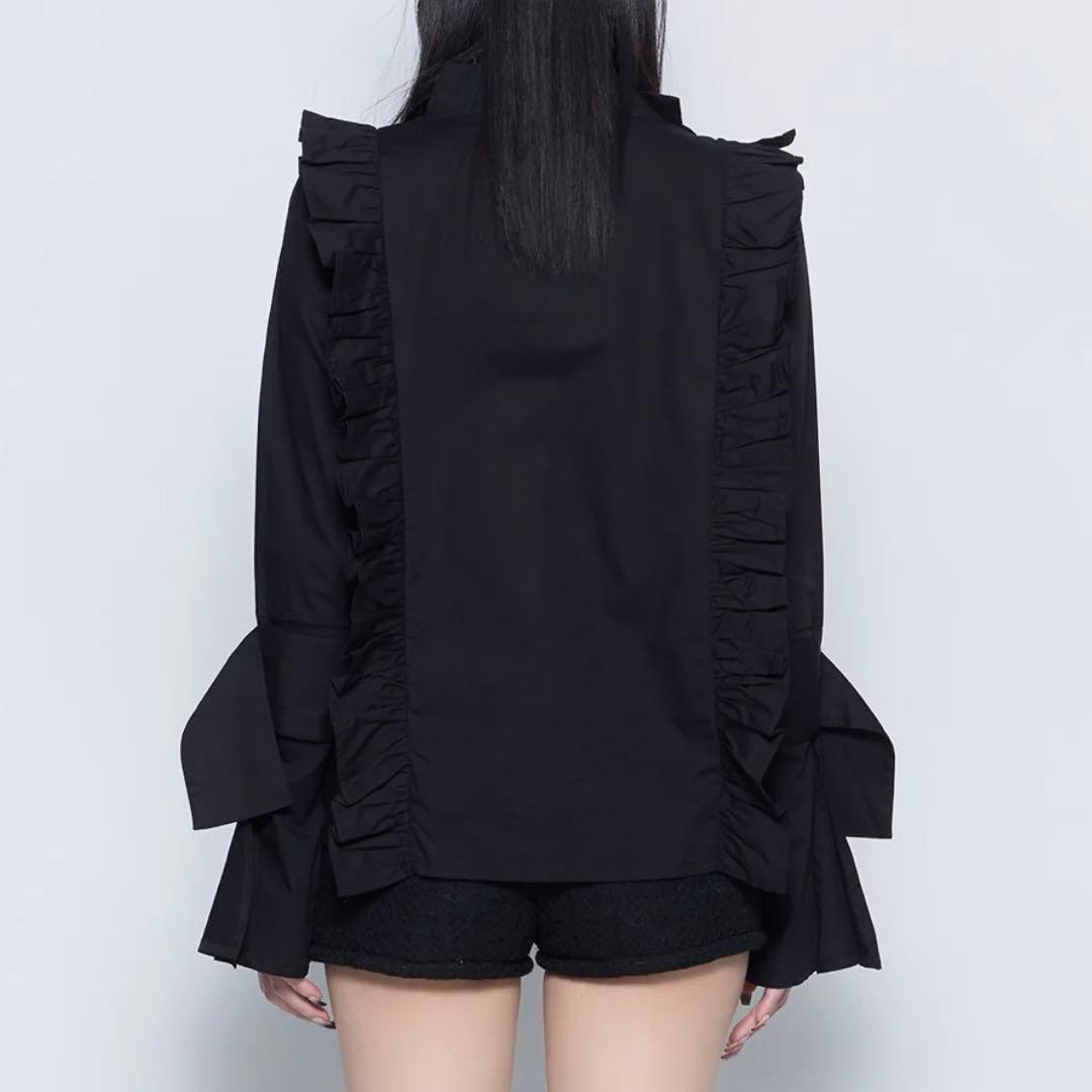 【melt the lady】button frill blouse/black
