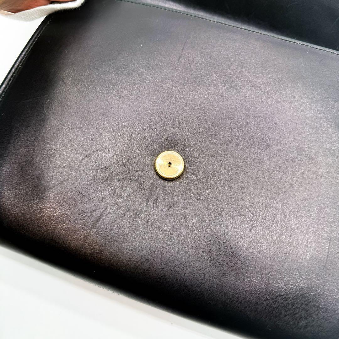 美品◆グッチ ショルダーバッグ G金具 カーフレザー ロゴ金具 ブラック