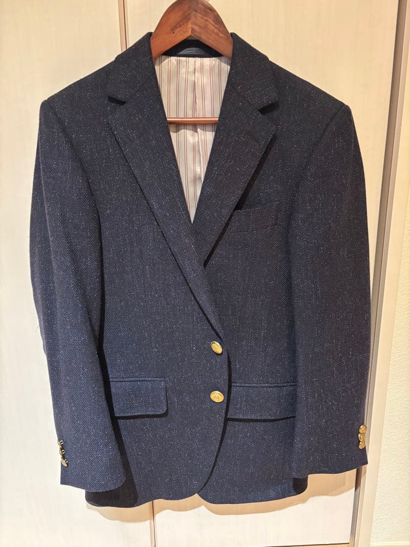 DORMEUIL ネイビービジネススーツ　ソフトフラノ　ワンタック