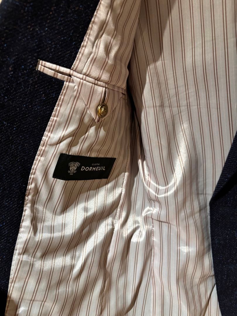 DORMEUIL ネイビービジネススーツ　ソフトフラノ　ワンタック