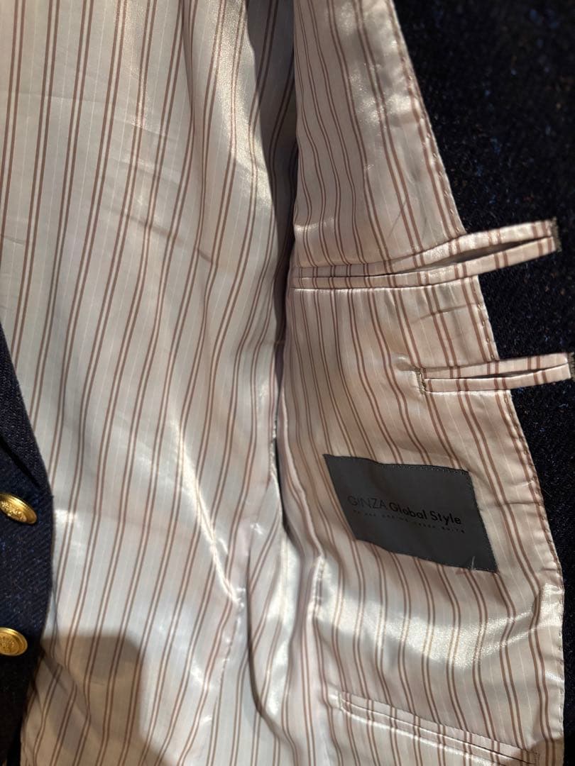 DORMEUIL ネイビービジネススーツ　ソフトフラノ　ワンタック