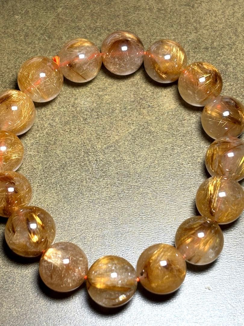 【新入荷】　タイガータイチンルチルブレス13㎜大玉（新品未使用）高品質　針ミチ2