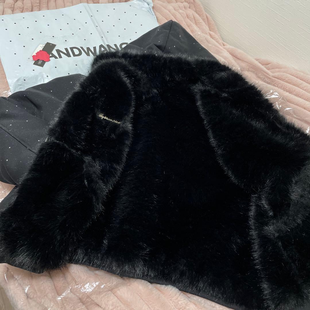 ジャケット・アウター andwang kirakira 2way fur zipup Black