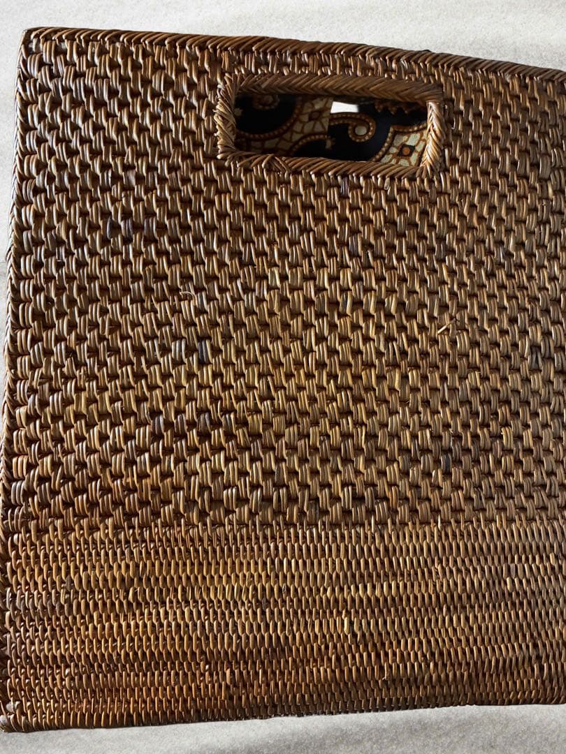 【未使用】バリ島直輸入 特大アタバスケット ランドリー・収納 巾着内布付き