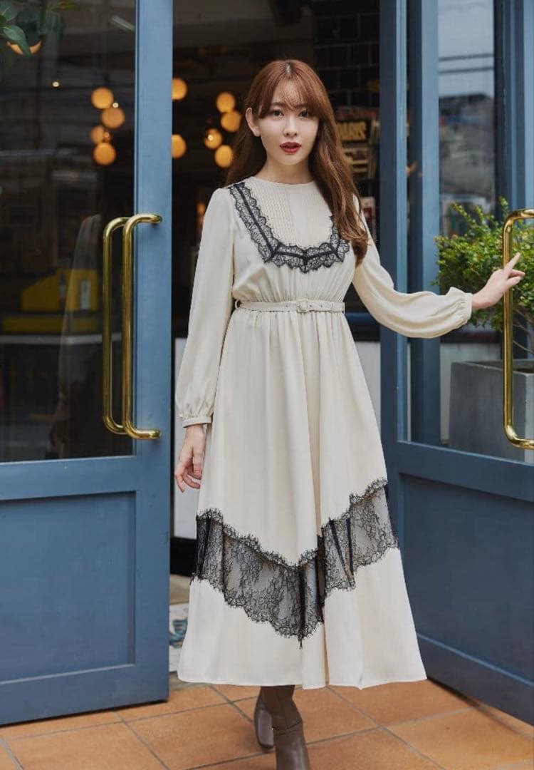 ワンピース herlipto RosalineLace Trimmed Dress