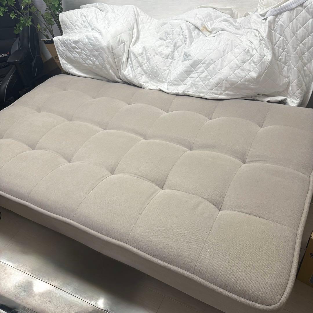 モダンデコ　ソファーベッド　大人3人掛け　ライトベージュ　グレージュ