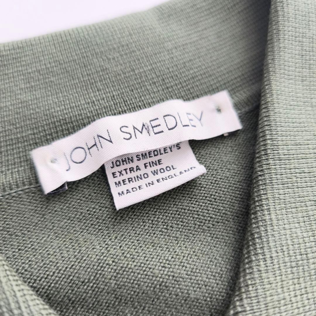 ジョンスメドレー　メリノウール　M ニットポロ　モスグリーン