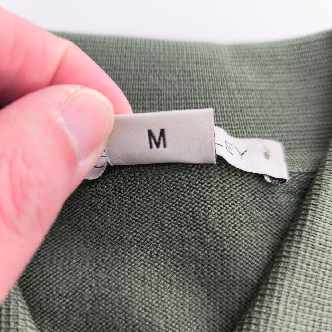 ジョンスメドレー　メリノウール　M ニットポロ　モスグリーン
