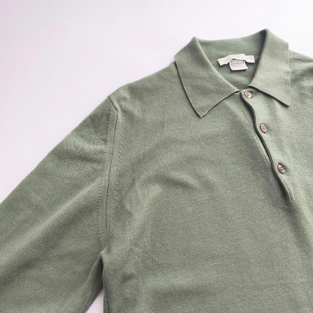 ジョンスメドレー　メリノウール　M ニットポロ　モスグリーン