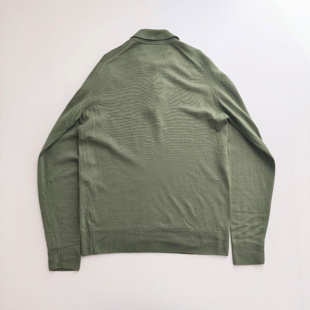 ジョンスメドレー　メリノウール　M ニットポロ　モスグリーン