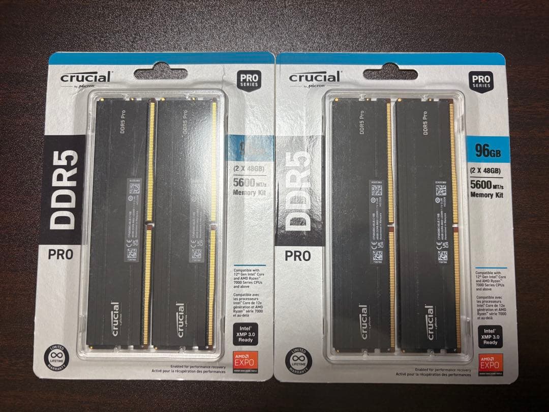 【192GB】Crucial Pro 96GB Kit(48GBx2) 2セット