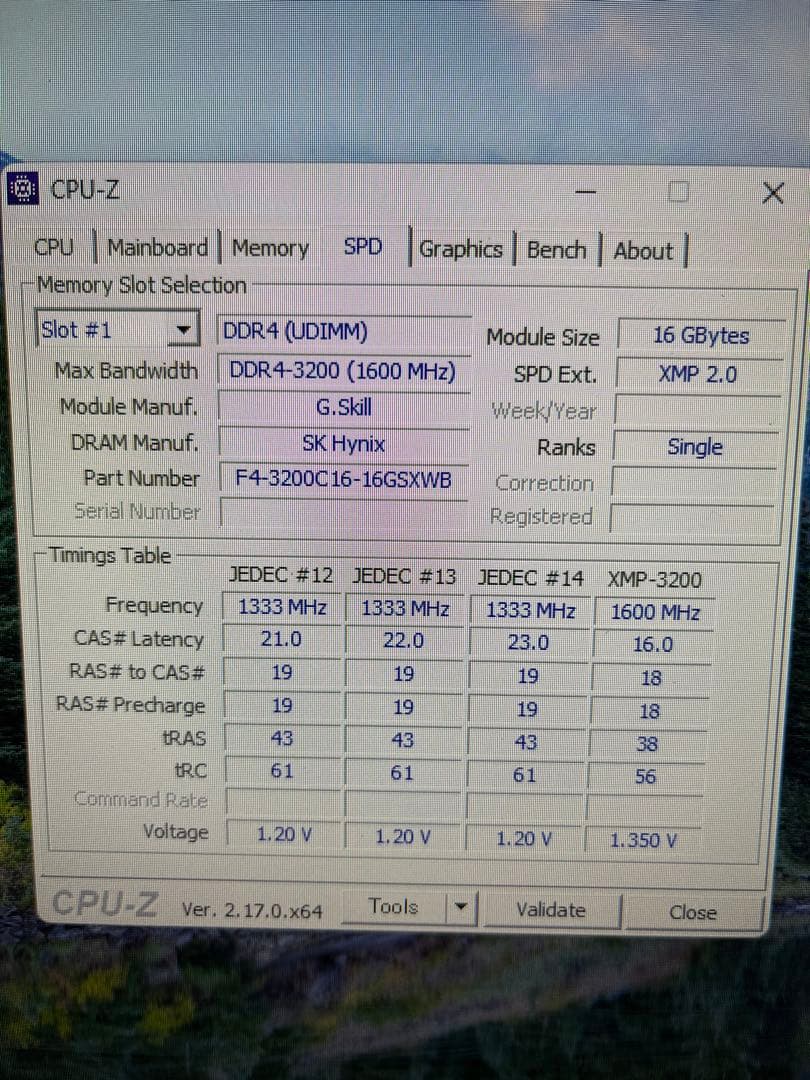 G.SKILL SNIPER X DDR4-3200 16GB 1枚