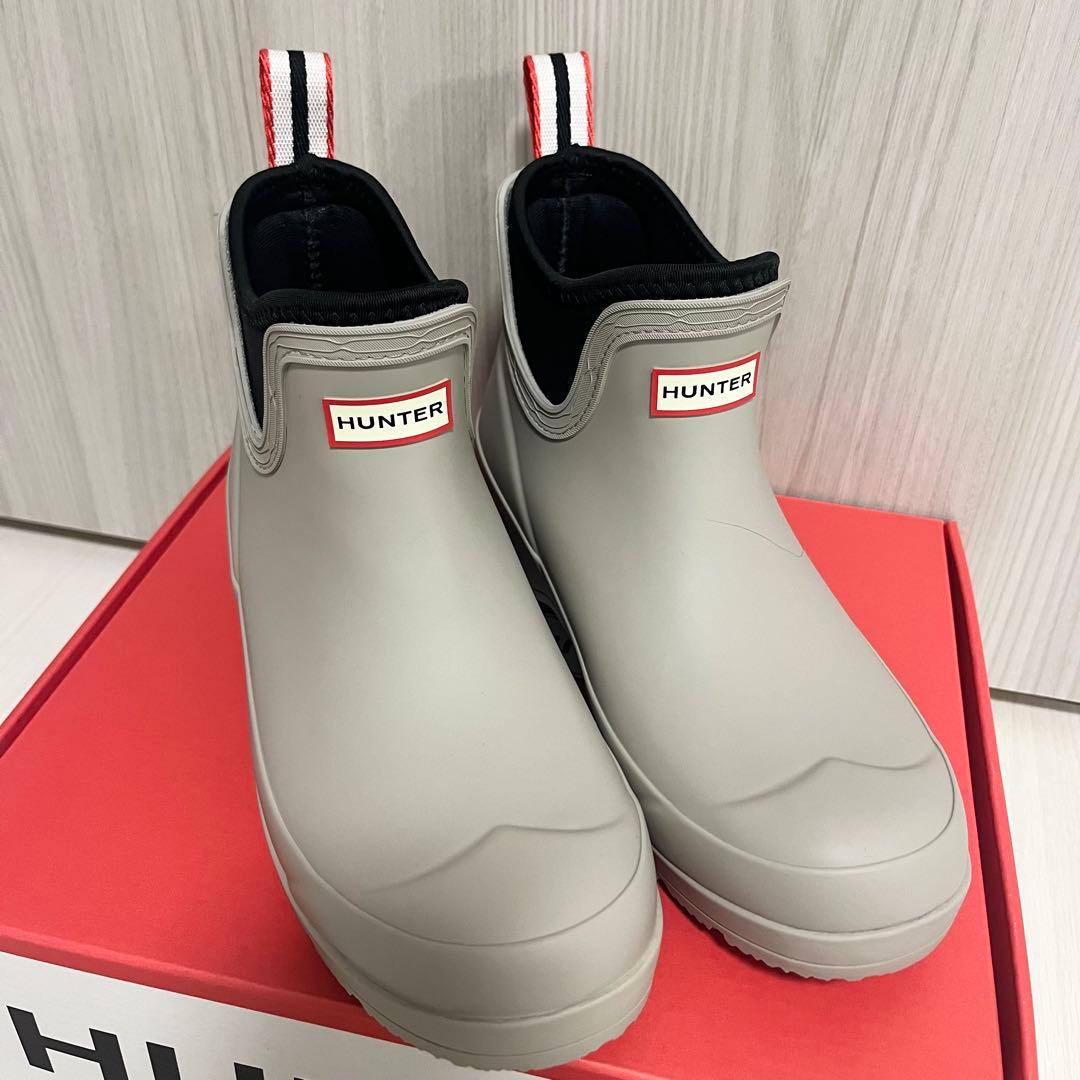 【極美品・試着のみ】HUNTER ショートレインブーツ グレー UK4 23cm