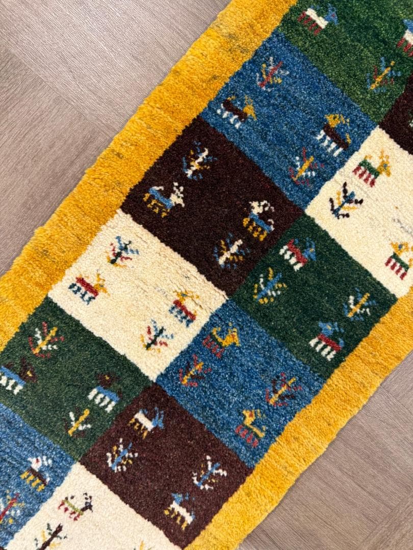 120x42cm ペルシャギャッベ ランナー (ギャベ) ペルシャ絨毯 ギャッベ