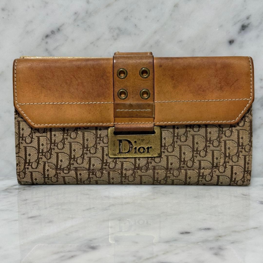 90s OLD クリスチャンディオール トロッター 本革 レザー 二つ折り財布