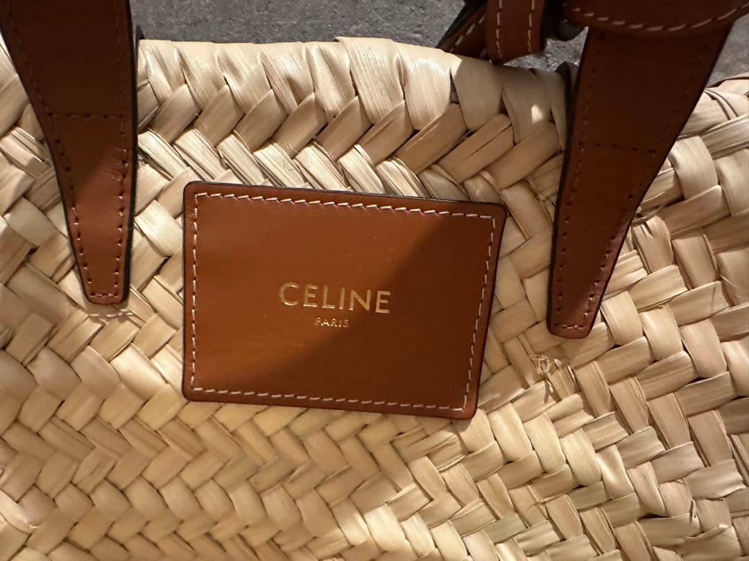 CELINE クラシックパニエ ラフィア ＆ カーフスキ