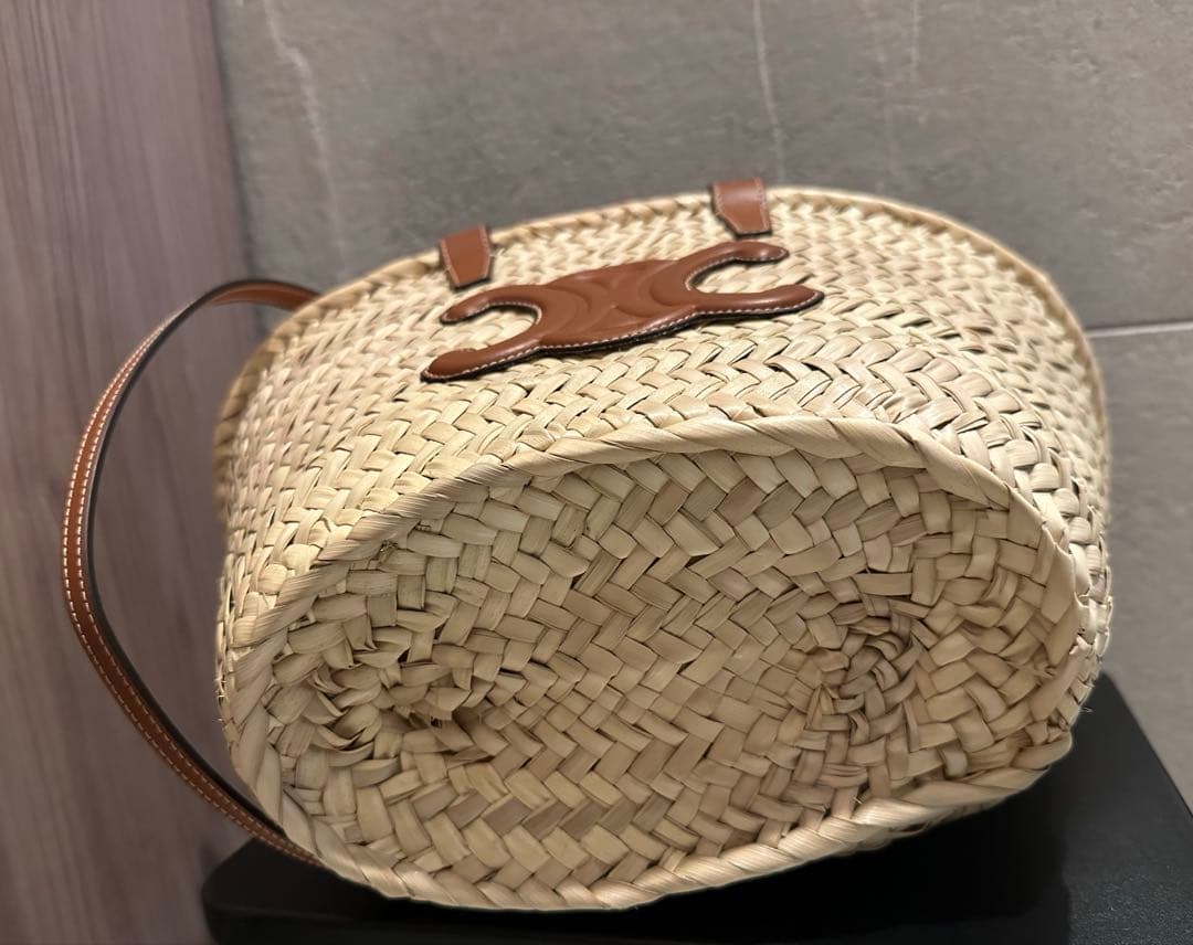 CELINE クラシックパニエ ラフィア ＆ カーフスキ