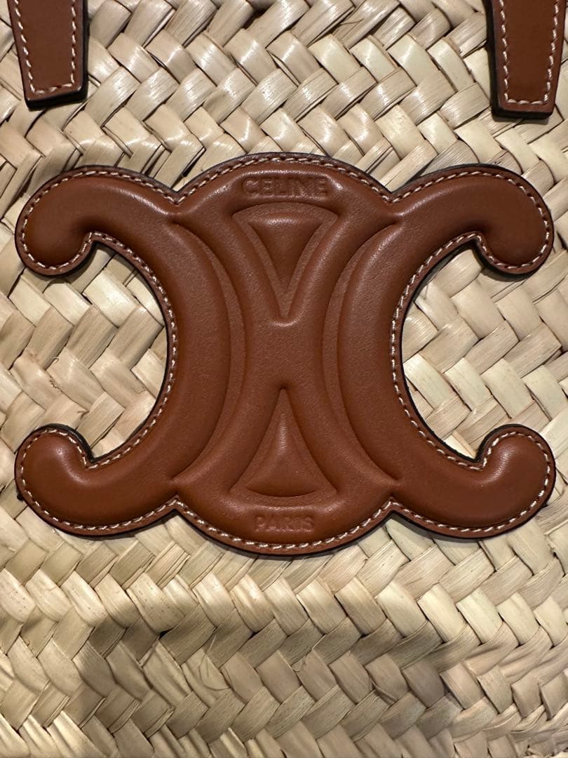 CELINE クラシックパニエ ラフィア ＆ カーフスキ