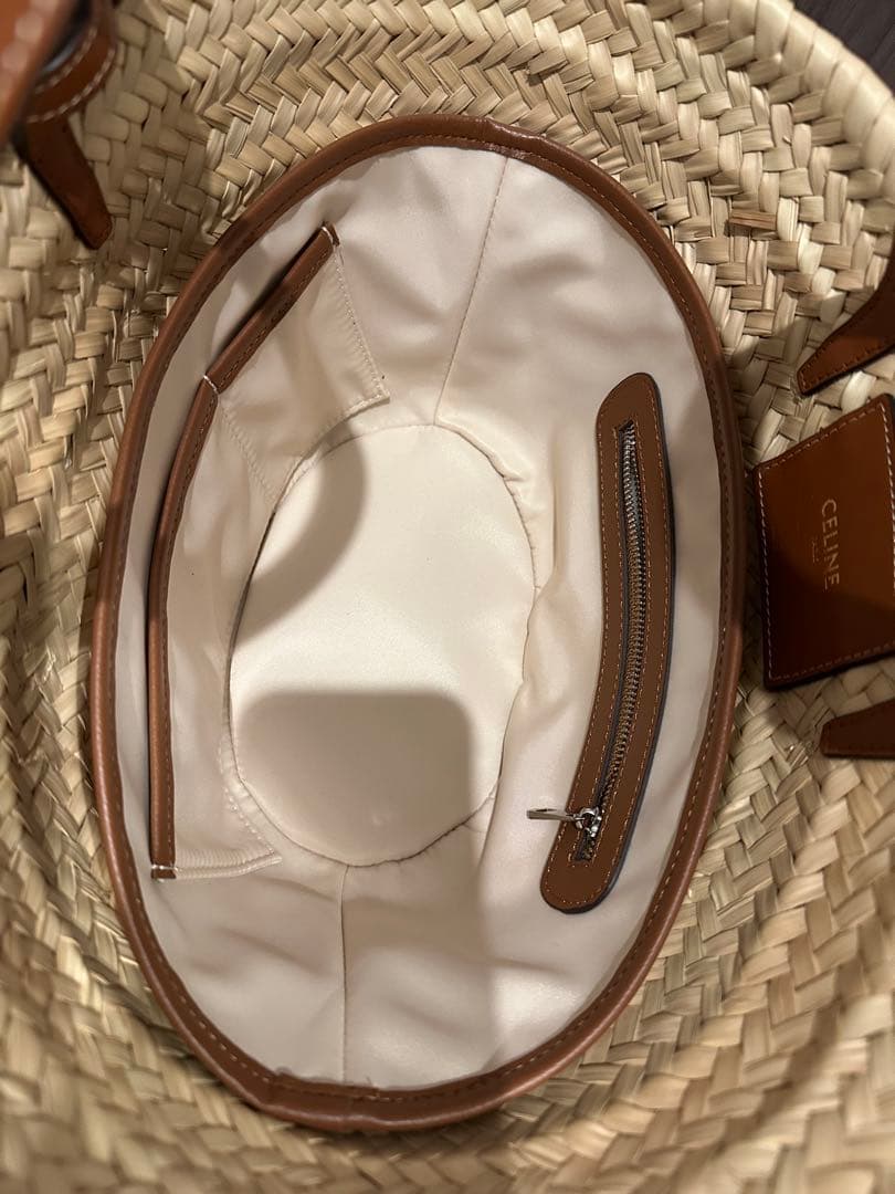 CELINE クラシックパニエ ラフィア ＆ カーフスキ