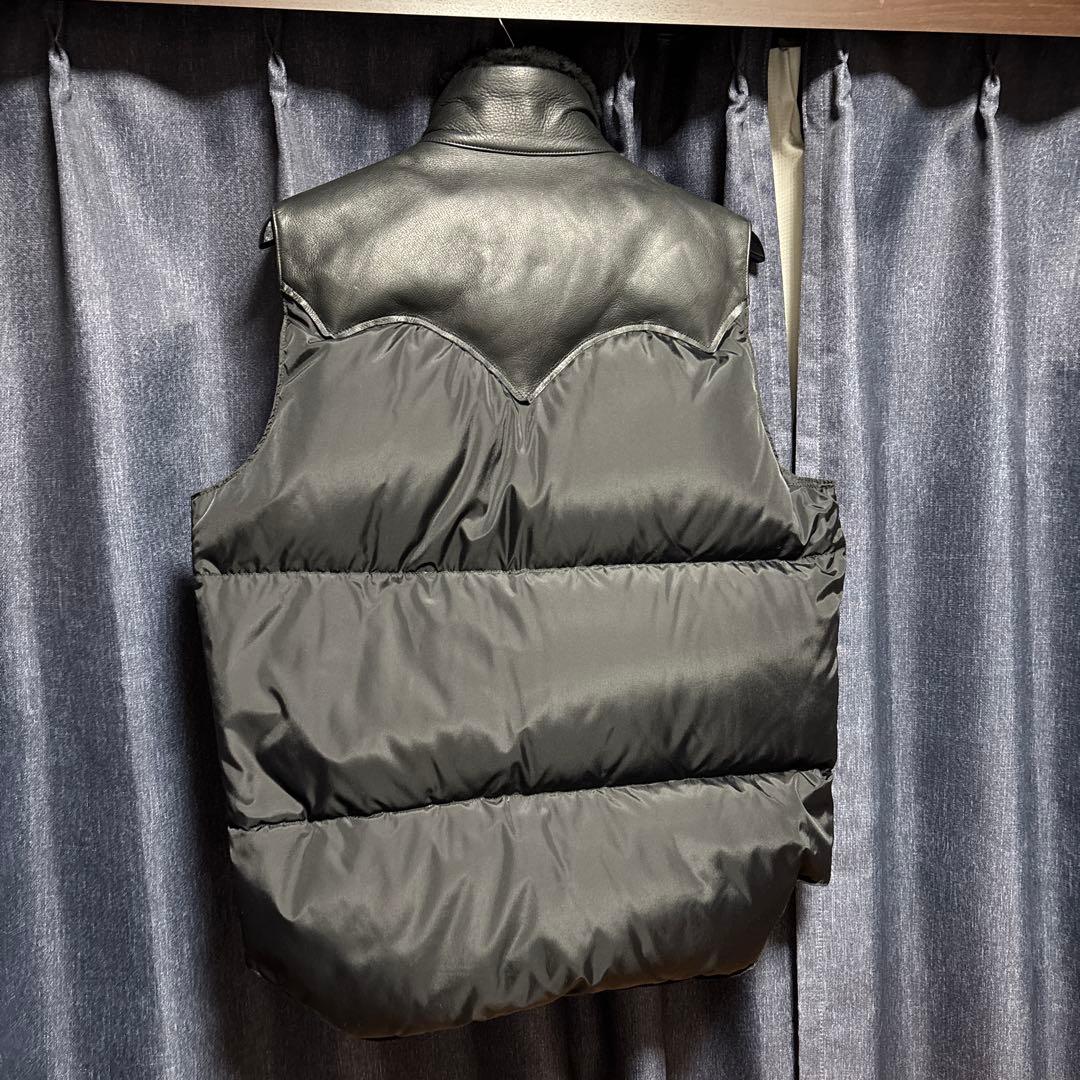 ロッキーマウンテンフェザーベッド　ジュンハシモト　ダウンベスト レザー　ブラック