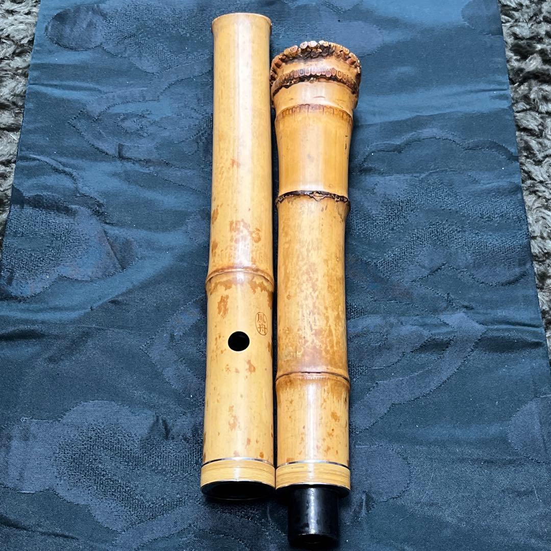 尺八 琴古流 在銘 一尺八寸管 籐巻き 銀三線 【音出し確認済み】