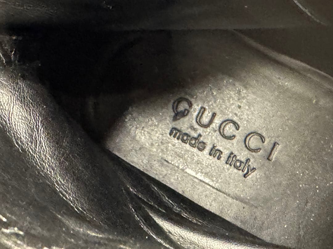 27cm GUCCI グッチ ブラックレザーブーツ メンズ イタリア製