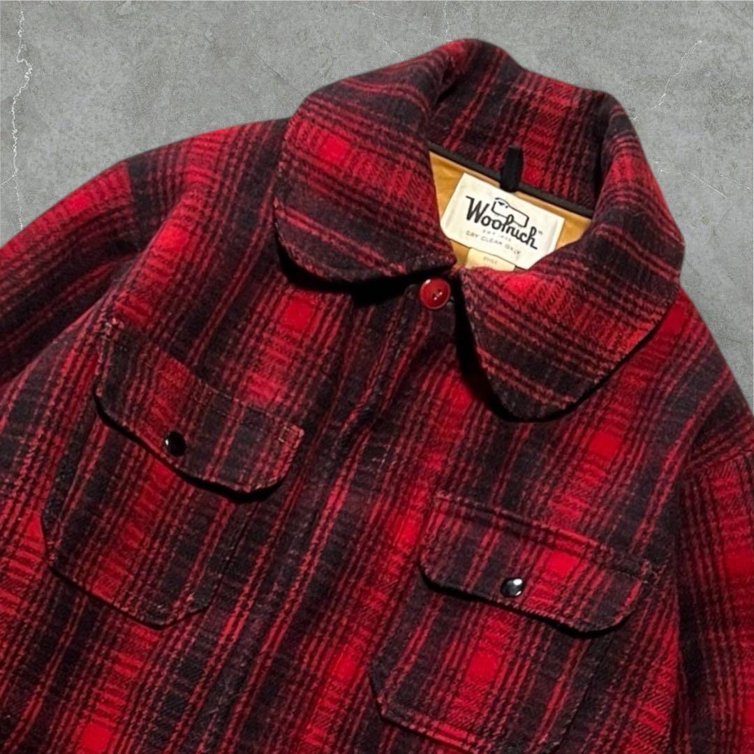 光 Woolrich バッファローチェックLウールハンティングジャケット