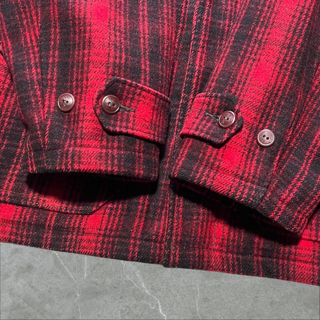 光 Woolrich バッファローチェックLウールハンティングジャケット