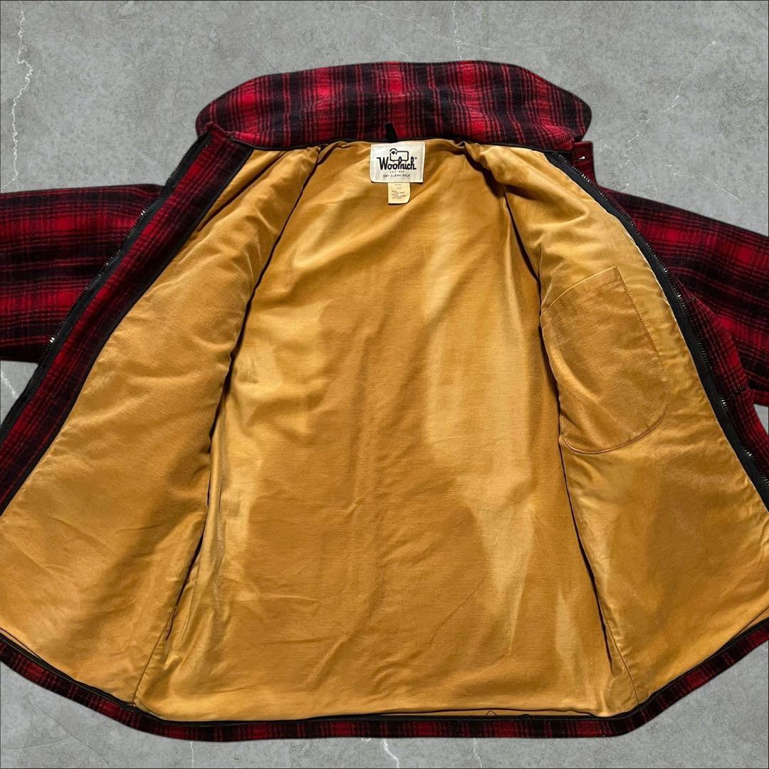 光 Woolrich バッファローチェックLウールハンティングジャケット