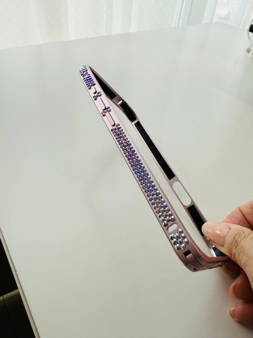 【値下げ】ピンク ストーン装飾 バンパーフレーム