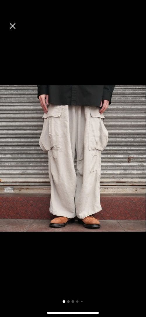 パンツ HERILL Linen Jungle fatiguepants Natural