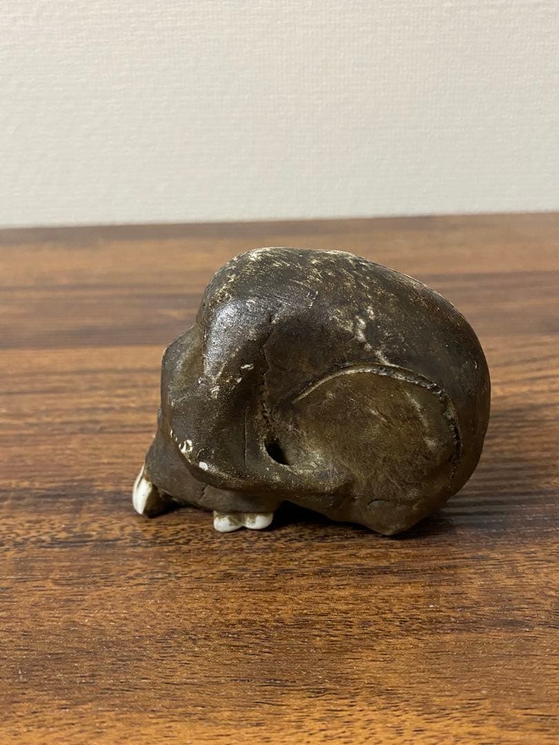 骨董髑髏陶器製スカル ダークブラウン