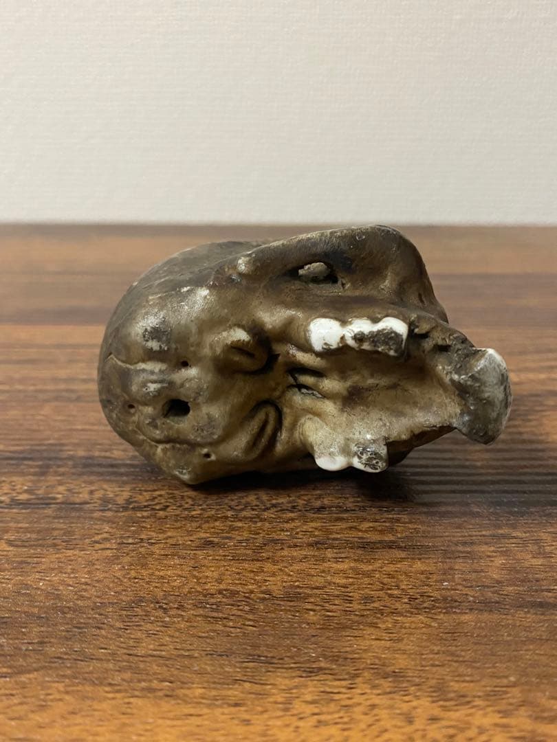 骨董髑髏陶器製スカル ダークブラウン